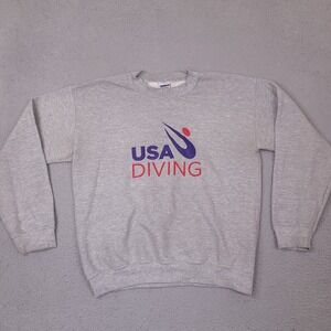 USA Diving Sweatshirt Adult Medium Gray Crew Neck Pullover Olympic Gildan‎